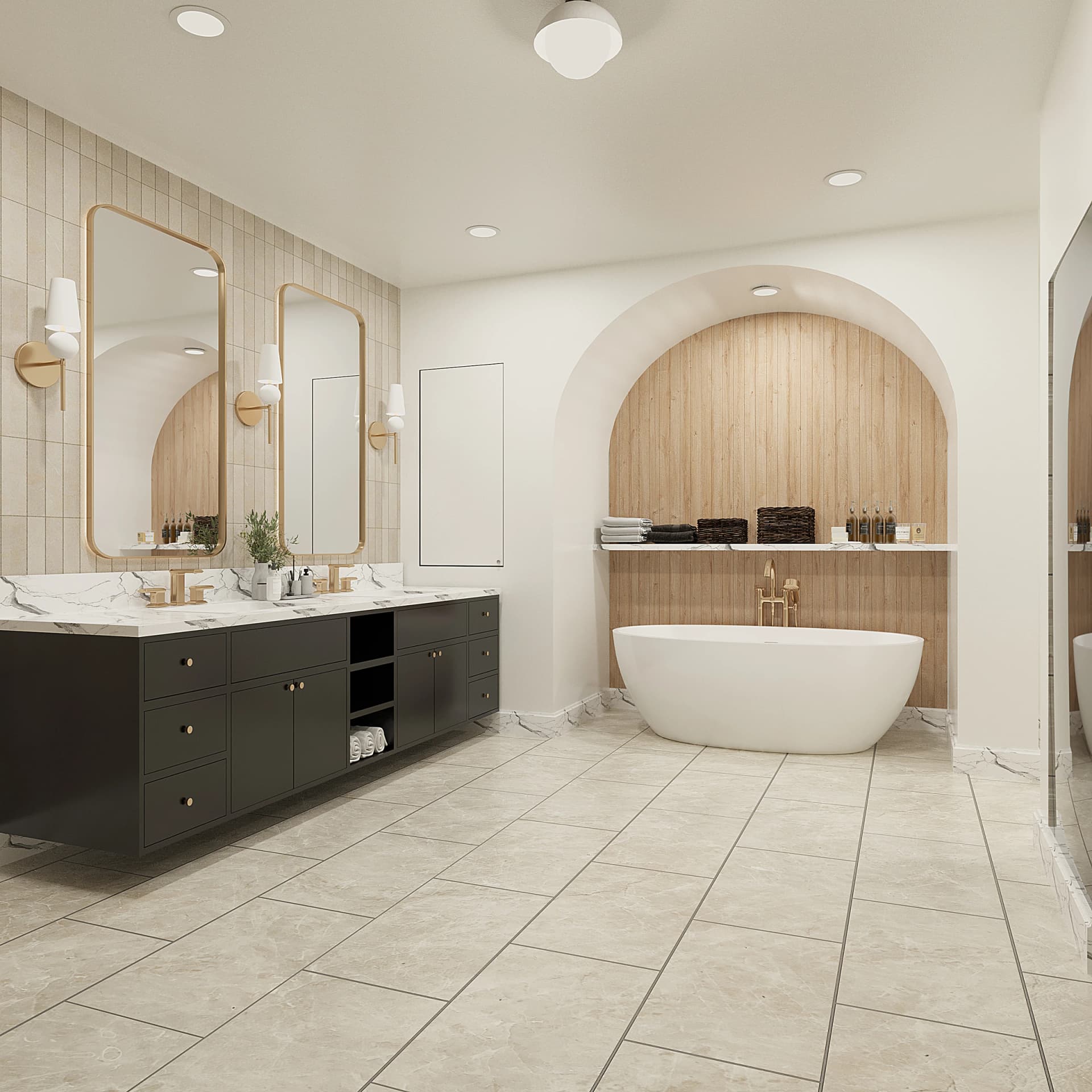 Luxury Bathroom Suite - Spa-inspired bathroom with freestanding tub, custom vanity, and designer fixtures for high-end properties
