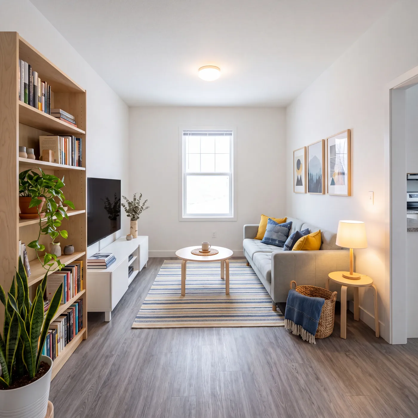 A one-bedroom living room in an affordable community
