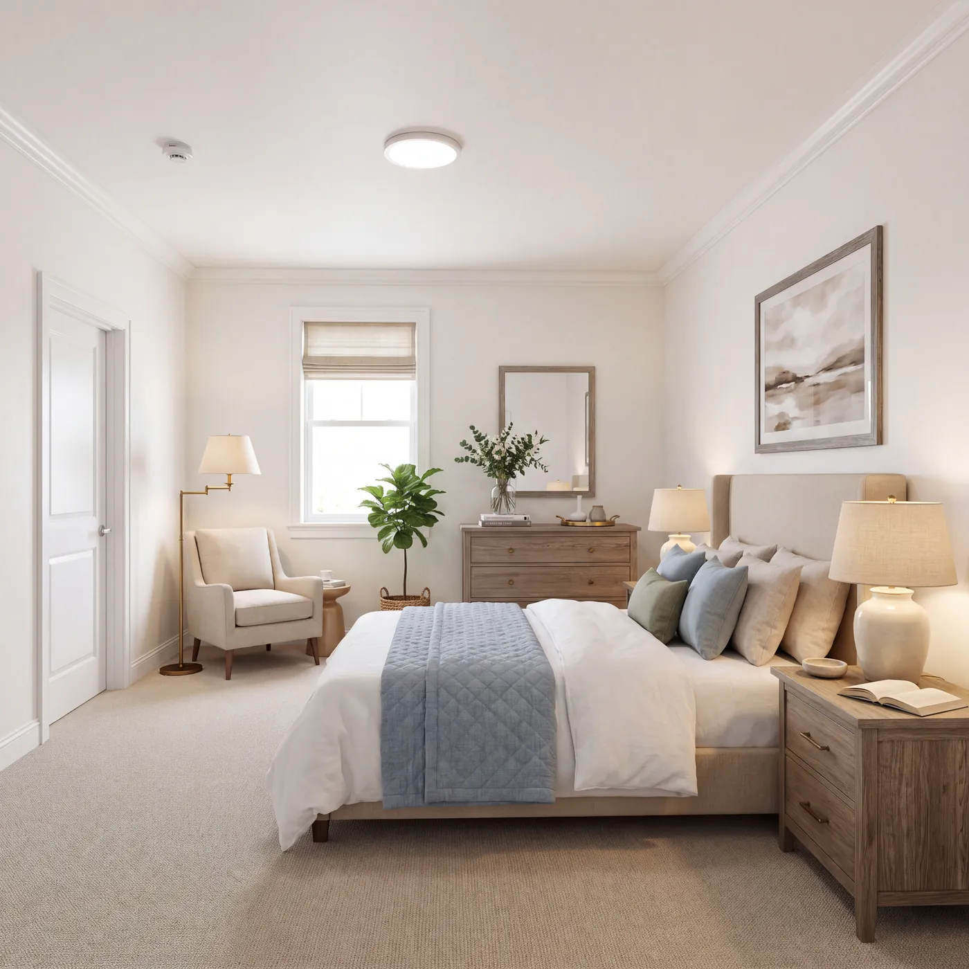 A primary bedroom in a senior living community