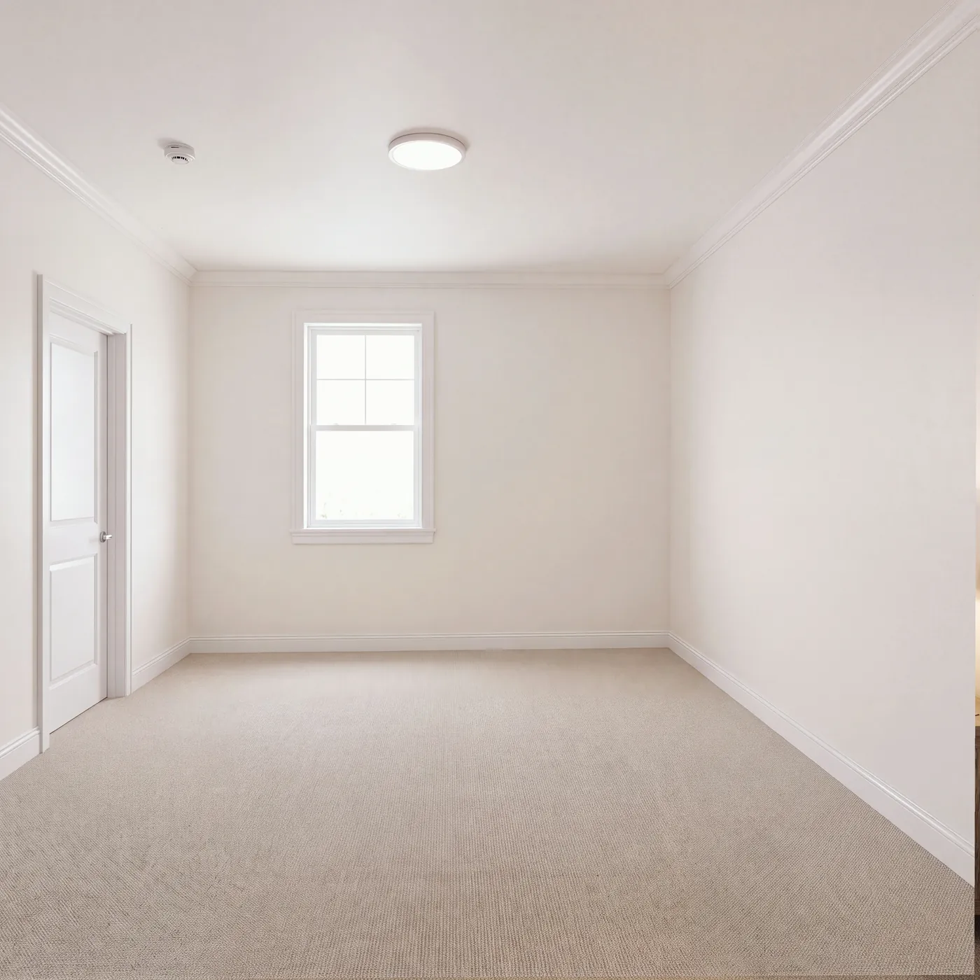 A primary bedroom in a senior living community, before staging